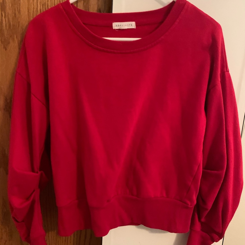 Red Socialite Cropped Crewneck